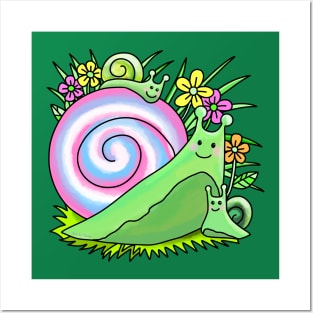 Snail with baby snails Posters and Art